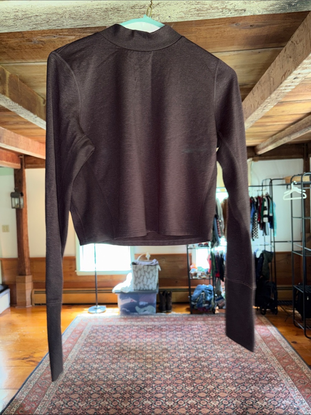 Women's Long-Sleeve Crop Top - deep purple